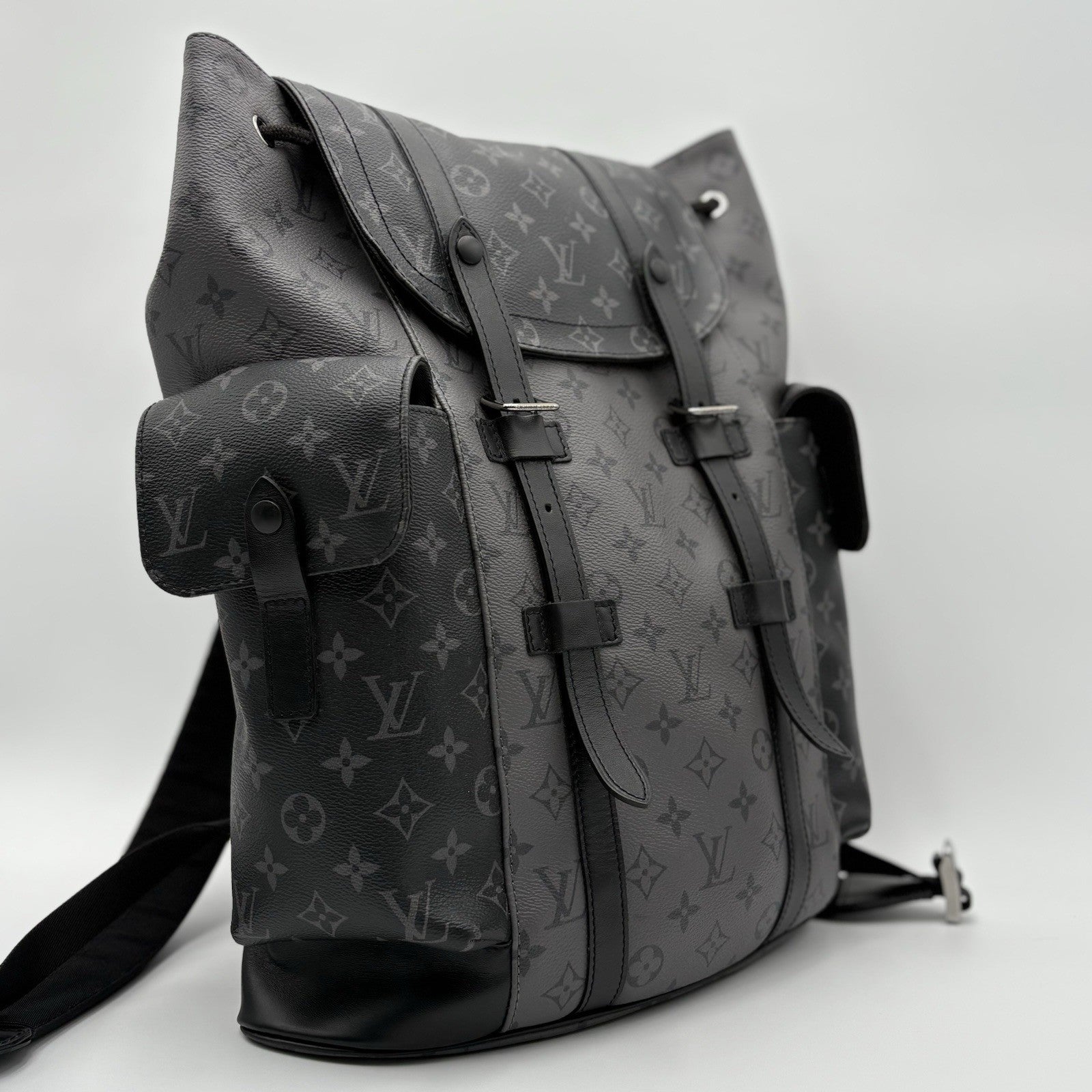 Louis Vuitton Cristopher MM Monogram Eclipse Backpack ' Black Grey '