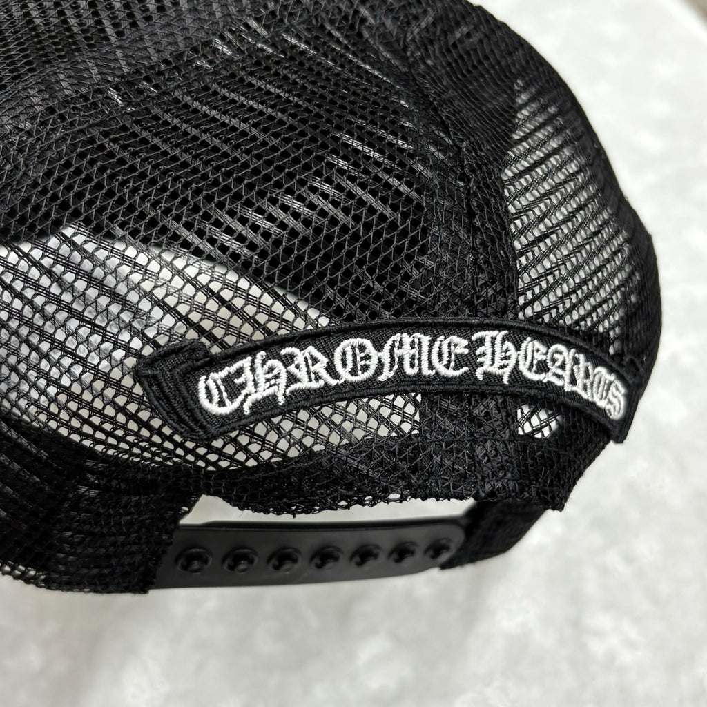 Chrome Hearts White Cemetery Cross Trucker Hat ' Black ' | BRAND NEW!