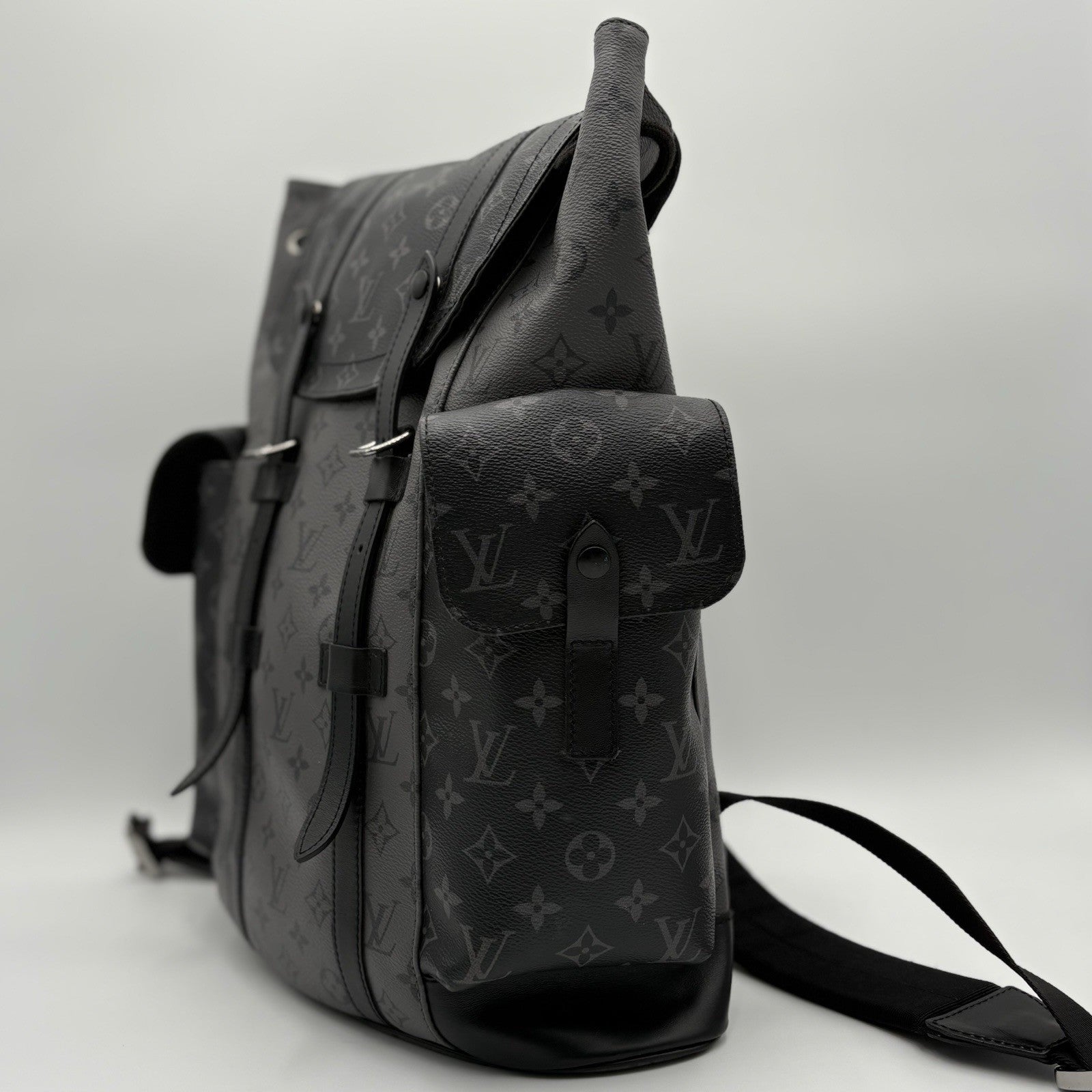 Louis Vuitton Cristopher MM Monogram Eclipse Backpack ' Black Grey '