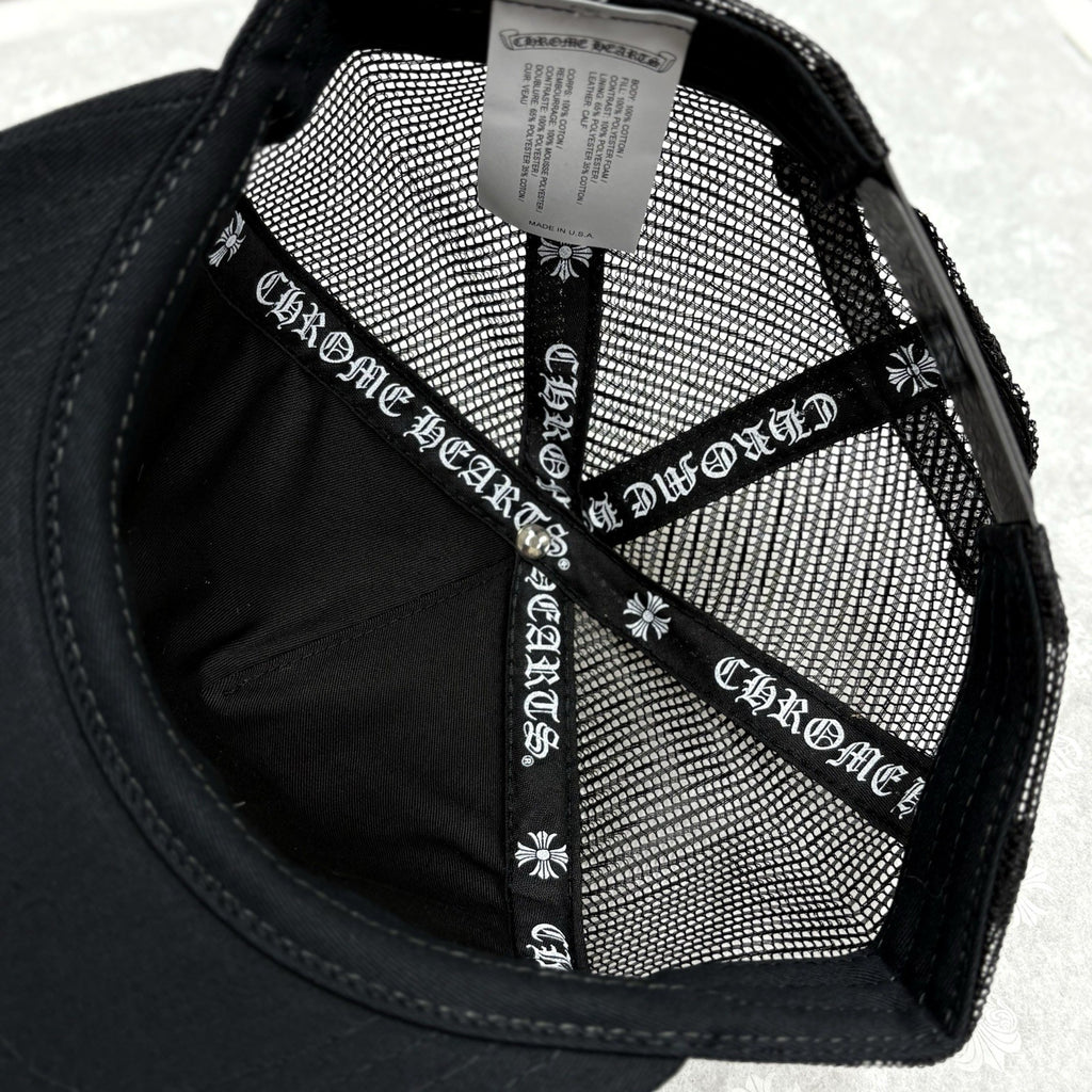 Chrome Hearts White Cemetery Cross Trucker Hat ' Black ' | BRAND NEW!