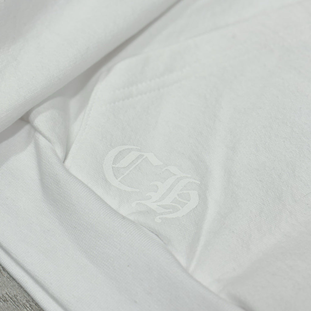 Size XL - Chrome Hearts Vertical Logo Fleece Hoodie ' White ' | NEW!