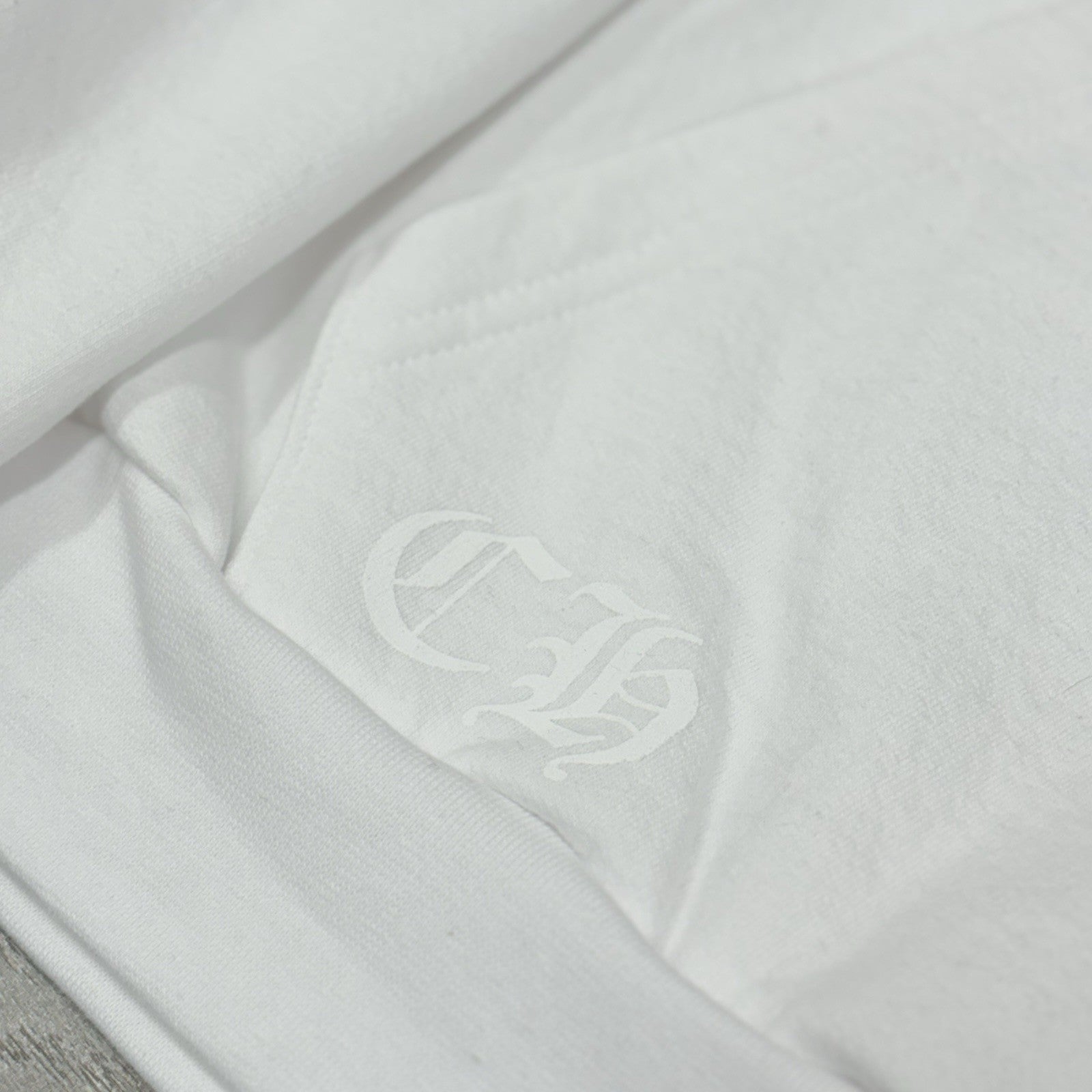 Size XL - Chrome Hearts Vertical Logo Fleece Hoodie ' White ' | NEW!