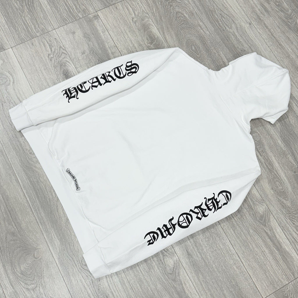 Size XL - Chrome Hearts Vertical Logo Fleece Hoodie ' White ' | NEW!